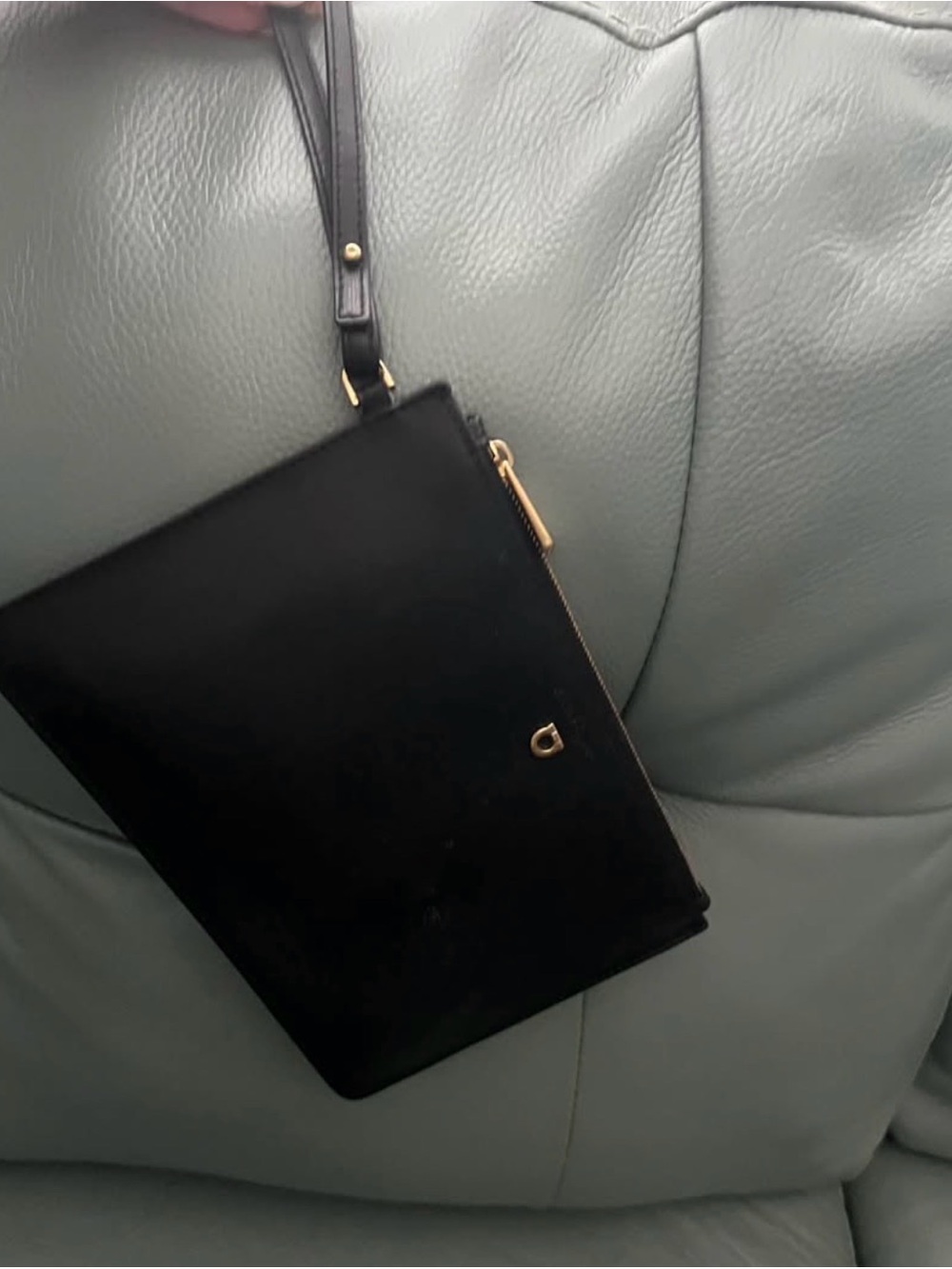 Black Leather Wristlet Clutch - Sleek Everyday Carry